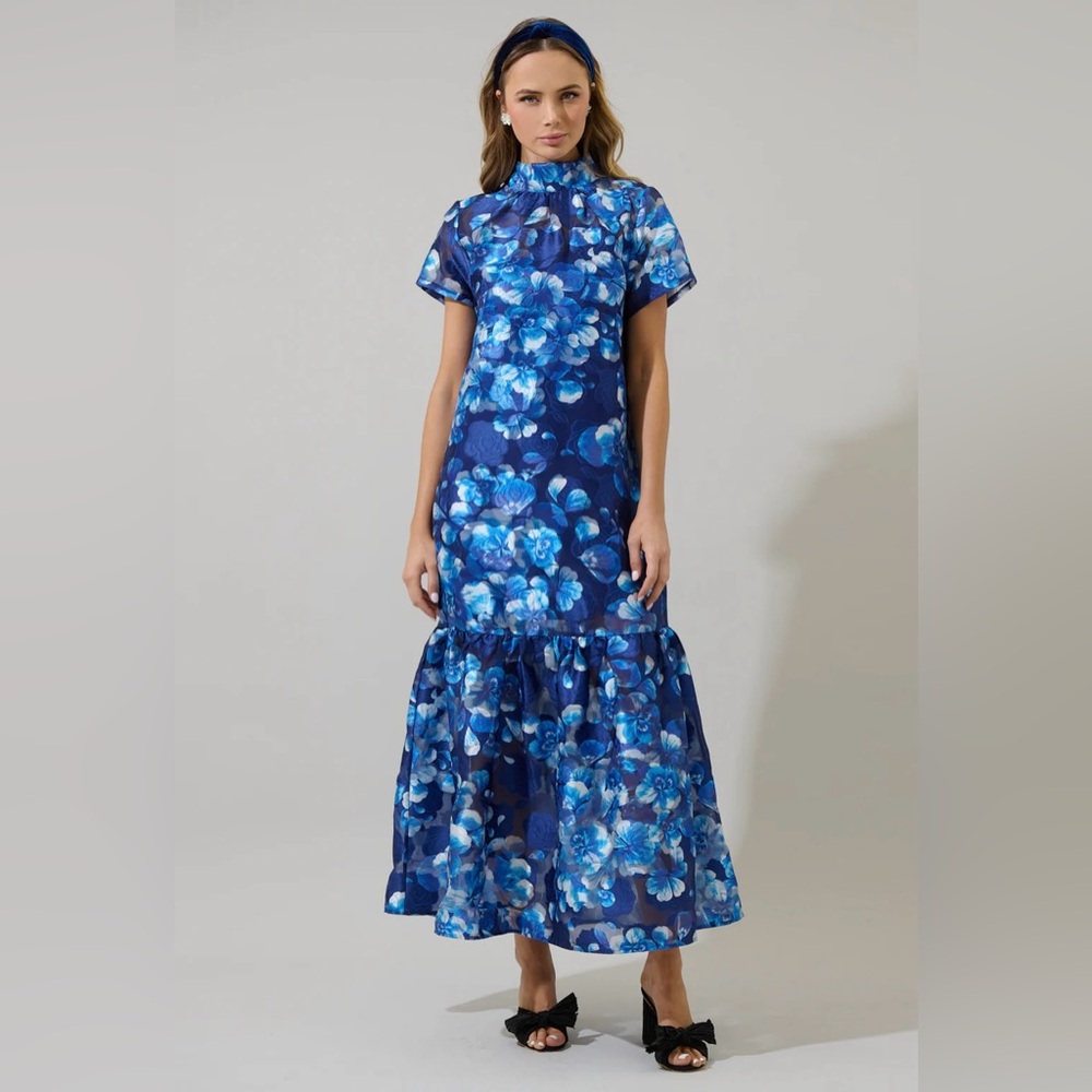 Sugarlips Abay Floral Dime Organza Maxi Dress Size Small